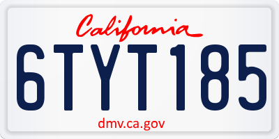 CA license plate 6TYT185