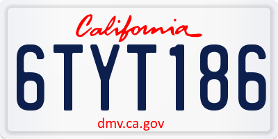 CA license plate 6TYT186
