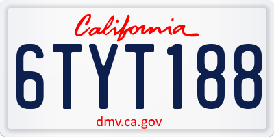 CA license plate 6TYT188