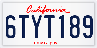 CA license plate 6TYT189
