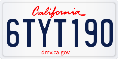 CA license plate 6TYT190