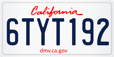 CA license plate 6TYT192