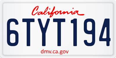 CA license plate 6TYT194