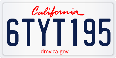 CA license plate 6TYT195