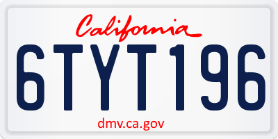 CA license plate 6TYT196