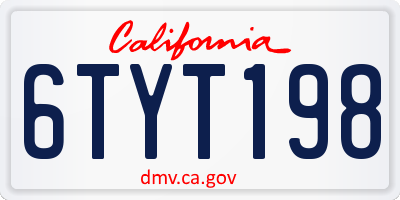 CA license plate 6TYT198