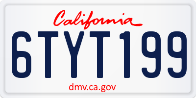CA license plate 6TYT199