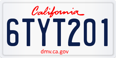 CA license plate 6TYT201