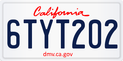 CA license plate 6TYT202