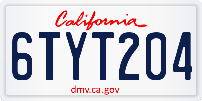 CA license plate 6TYT204