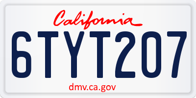 CA license plate 6TYT207