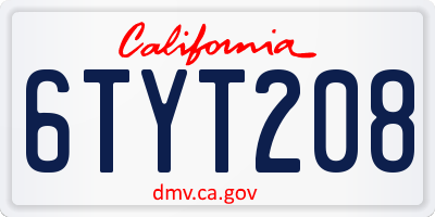 CA license plate 6TYT208