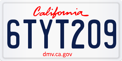 CA license plate 6TYT209