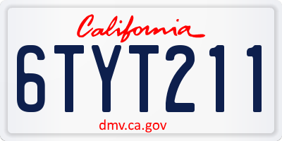 CA license plate 6TYT211
