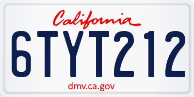 CA license plate 6TYT212
