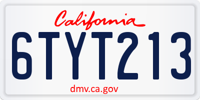 CA license plate 6TYT213