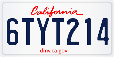 CA license plate 6TYT214