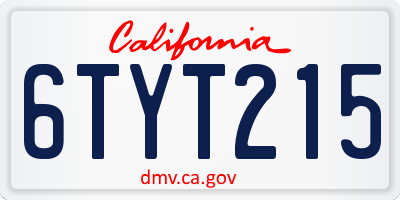 CA license plate 6TYT215
