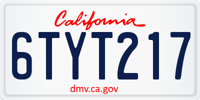 CA license plate 6TYT217