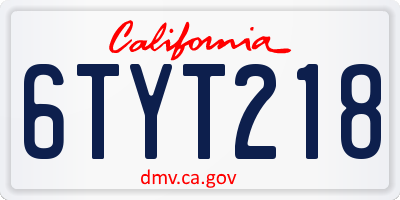 CA license plate 6TYT218