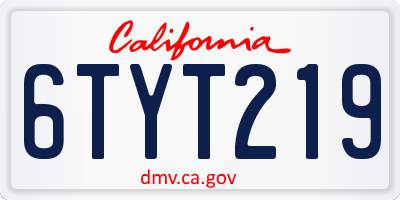 CA license plate 6TYT219