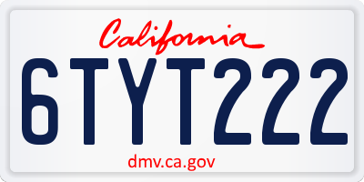 CA license plate 6TYT222