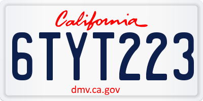 CA license plate 6TYT223