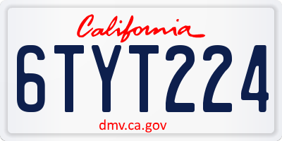 CA license plate 6TYT224
