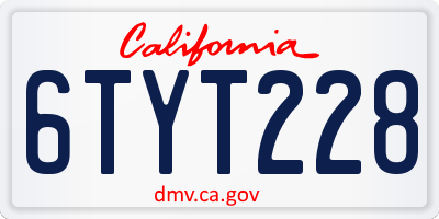 CA license plate 6TYT228