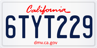 CA license plate 6TYT229