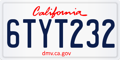 CA license plate 6TYT232