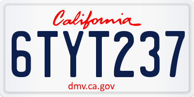CA license plate 6TYT237
