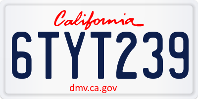 CA license plate 6TYT239