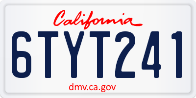 CA license plate 6TYT241