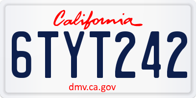 CA license plate 6TYT242