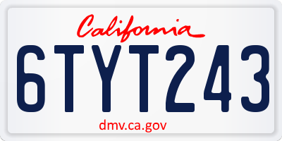 CA license plate 6TYT243