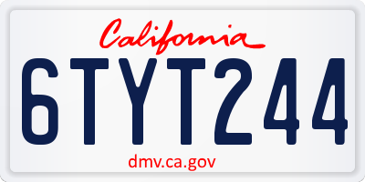 CA license plate 6TYT244