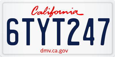 CA license plate 6TYT247