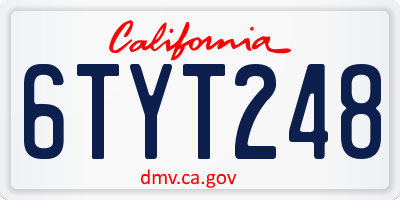 CA license plate 6TYT248