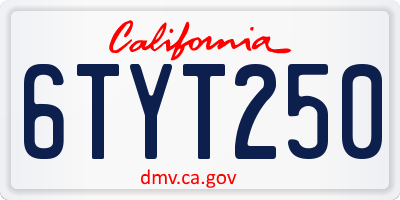 CA license plate 6TYT250