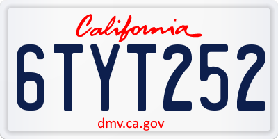 CA license plate 6TYT252