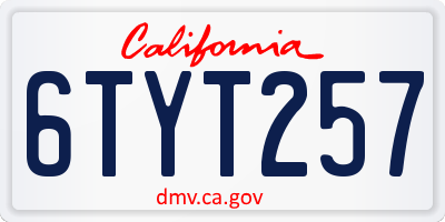 CA license plate 6TYT257