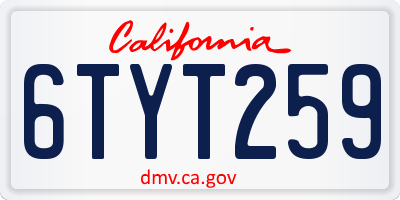 CA license plate 6TYT259