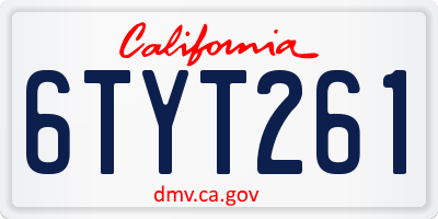 CA license plate 6TYT261
