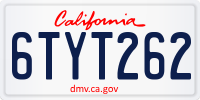 CA license plate 6TYT262