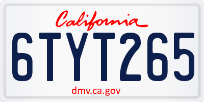 CA license plate 6TYT265
