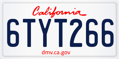 CA license plate 6TYT266