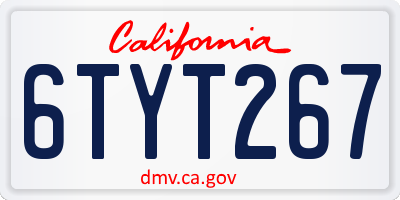 CA license plate 6TYT267