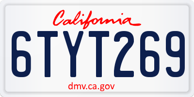 CA license plate 6TYT269