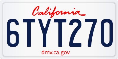 CA license plate 6TYT270